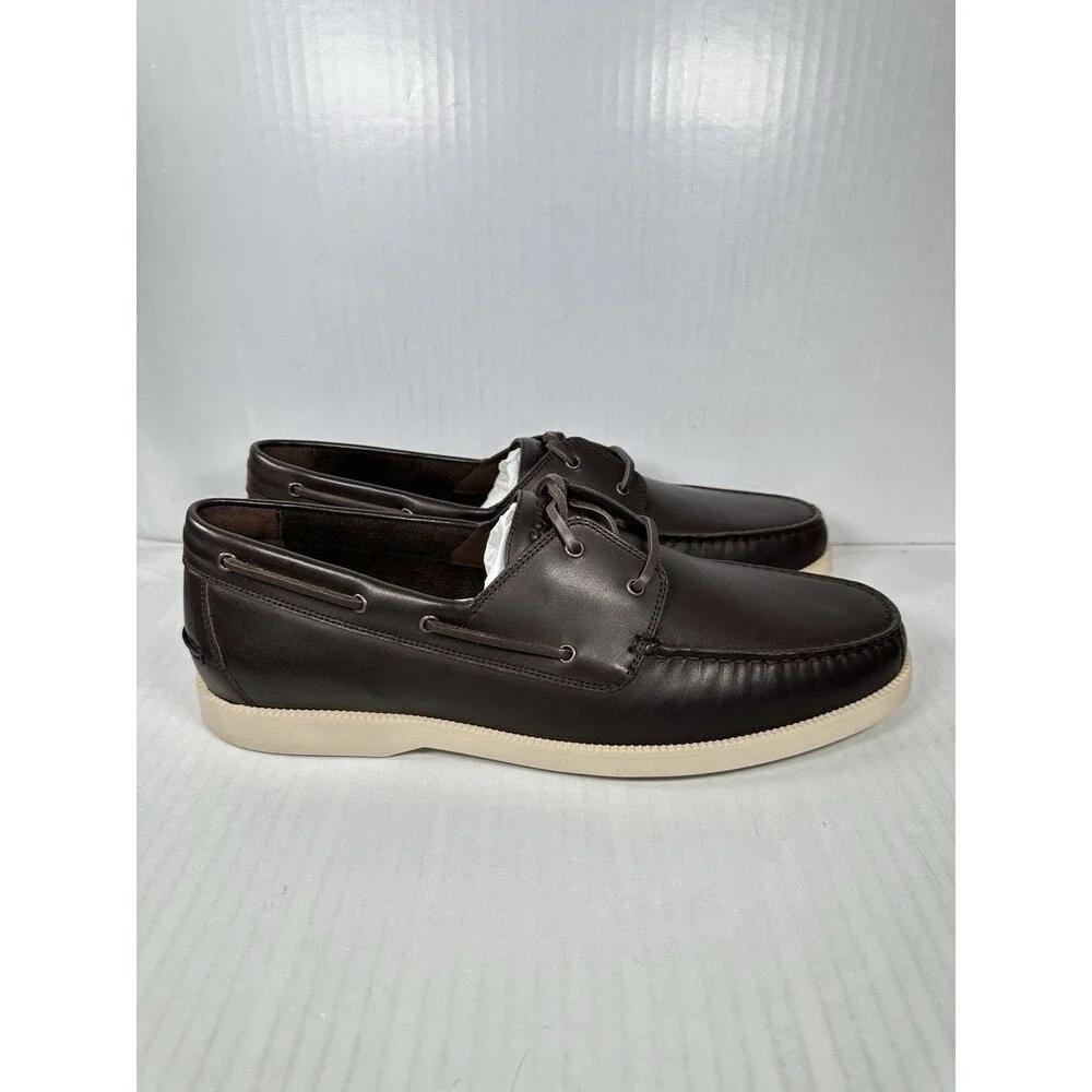 Size 12 Cole Haan G+ Bowside Boat Shoes Brown Leather Men Casual Slip On NEW